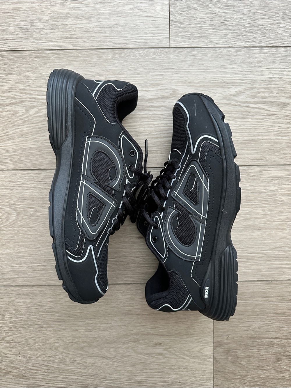 Dior Black Mesh & Reflective Trim Sneakers